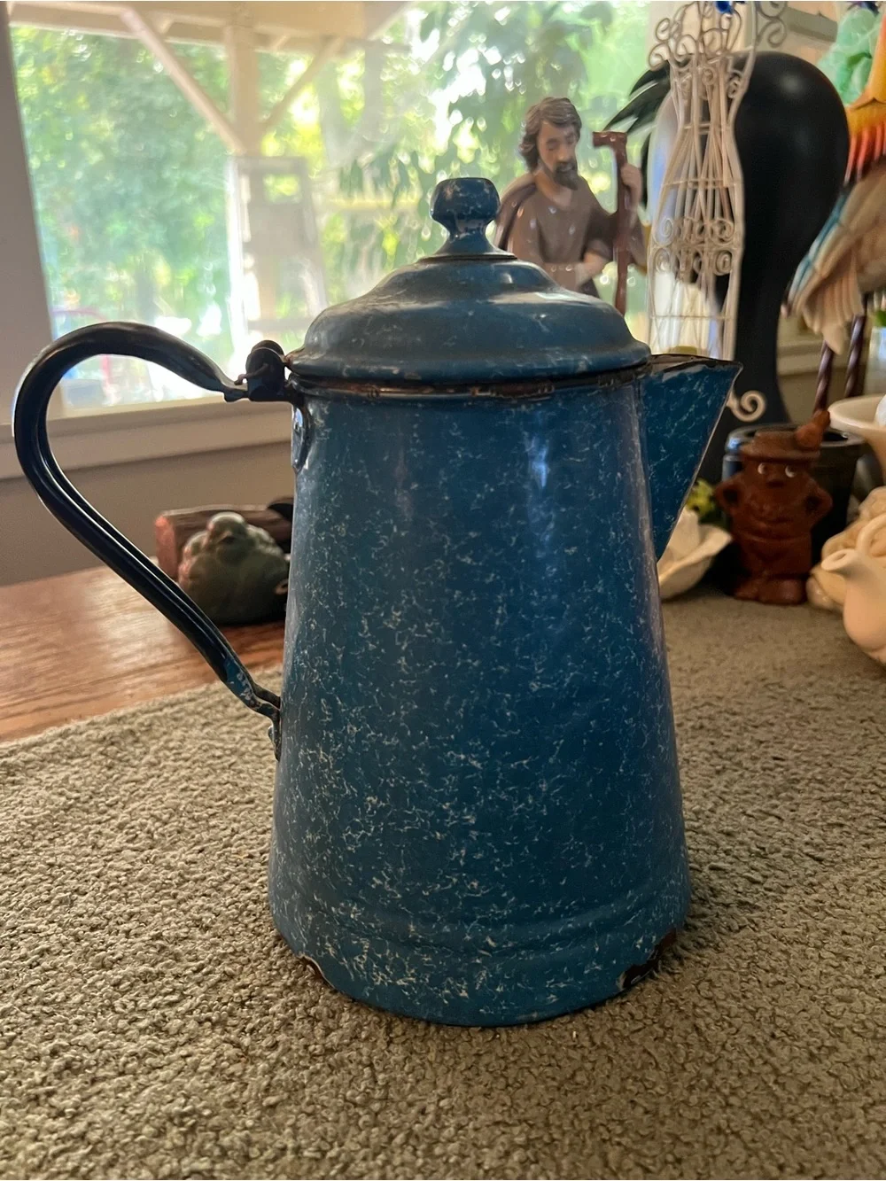 Vintage Enamel Coffee Pot - Classic Speckled Design Glamping